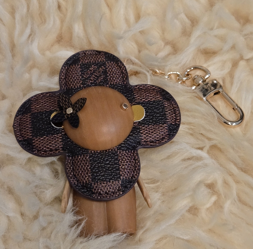 Brown Checkered Vivi Doll Keychain Accessory